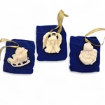 Mark Klaus Christmas Ornament Set Of 3 Resin Figurines Velvet Bags Boxes 2009. Fixed Price $18.95.