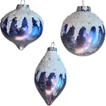 Kurt Adler Set Of 3 Glass Ornament Finial Ball Onion Frosted Blue Glitter Snow. Fixed Price $9.38.