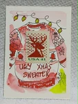 Ugly Xmas Sweater Postal Whimsy Ooak Aceo Loose Watercolor By Virginia Giftable. Fixed Price $6.99.