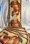 Table Runner 12" X 72" Big Pumpkins Tapestry With S/4 Matching Placemats. Fixed Price $12.95.