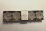 New Williams Sonoma Frosted Glass Snowflake Tiny Taper Candle Holders Set Of 4. Fixed Price $12.99.