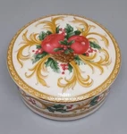 Mikasa UT075/683 Holiday Orchard Covered Trinket Box Candy Dish Bowl 5" Vgc. Fixed Price $12.25.