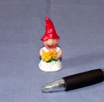 Miniature Dollhouse Fairy Garden Gnome Figurine Resin 1.5" Girl Hat Flowers. Fixed Price $5.49.