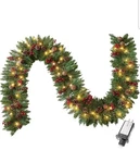 Joiedomi 9 Ft Artificial Christmas Garland Prelit With 50 Ct Wrm White Lights. Fixed Price $34.99.