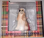 Sandicast Christmas Ornament Cocker Spaniel Dog With Santa Hat 3.5"TALL Buff Tan. Fixed Price $14.94.