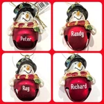 Snowman Jingle Bell Christmas Ornament Red Pre-printed Boy Names Ganz. Fixed Price $8.50.