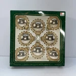 Vtg Krebs Glass Christmas Ornaments Set Of 8 Light Gold Ball Crown Usa 2.64IN. Fixed Price $15.99.