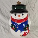 Snowman Cookie Jar Hand Painted Ceramic Box Christmas Kmart Vintage. Fixed Price $29.95.