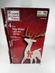 4.5 Ft. Polar Wishes Led Standing Deer With Bow Holiday Yard Decoration. Fixed Price $75.99.