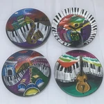 Set Of 4 Hand Painted New Orleans (nola) Round Multicolor Plates. Fixed Price $42.00.