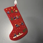 Vintage Needlepoint Christmas Stocking Wool Red Velvet Winter Sports Sled Ski #2. Fixed Price $20.70.