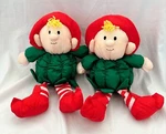 Vintage Stuffins Christmas Elves Plush Pair 1990S Dolls Stuffed Set. Fixed Price $19.96.