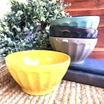 Anthropologie Biscuit Latte Soup Cereal 5-1/2 Bowls Four Green Blue Gray Yellow. Fixed Price $18.20.
