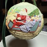 Vintage 3D Christmas Ball Ornament Santa Tree Sleigh With Toys Gift. Fixed Price $18.88.