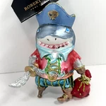 Pirate Shark Glass Christmas Ornament By Robert Stanley Peg Leg Hook Arm 3X4.5IN. Fixed Price $17.59.