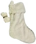 Ivory Soft Faux Fur Christmas Stocking Poms Jingle Bells 18IN Holiday Decor. Fixed Price $19.00.