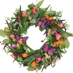 Tempus 22 Inch Artificial Wreaths For Front Door With Tulip Wreath, Butterfly.... Fixed Price $38.73.