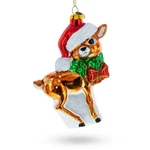Reindeer With Santa Hat Glass Ornament. Fixed Price $13.86.