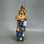 Christopher Radko Glass Christmas Ornament Tip Teddy Boy Baby Bear Blocks. Fixed Price $44.95.