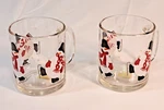 Crate & Barrel Skating Snowman Clear Glass Coffee Mugs Set 2 Made Usa 369-713. Fixed Price $15.00.