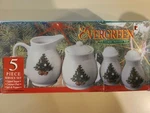 Evergreen Christmas 5 Piece Service Set. Fixed Price $10.00.