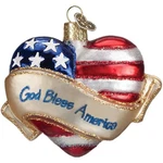 Old World Christmas Blown Glass Ornament, God Bless America Heart. Fixed Price $18.67.