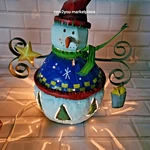 Whimsical Metal Snowman Candle Lantern Holder Holiday Christmas Decor 13 Tall. Fixed Price $30.69.
