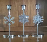 Christmas Around The World Silver Snowflake Taper Candle Holder Set Of 310948. Fixed Price $14.99.