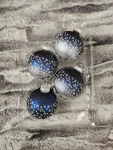 Christmas Ornaments Baubles Stars Blue Glass Glitter Krebs Holiday Set Of 4. Fixed Price $17.99.