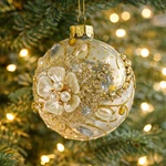 Mark Roberts Jeweled Pearl Gold Glass 4" Ornament Floral Crystal Ball Nwt. Fixed Price $44.99.