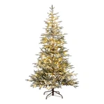 Nearly Natural 7FT Pre-lit Flocked Woodland Fir Christmas Tree W/ 200 Lights. Fixed Price $215.99.