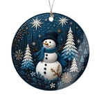 Warming Snowman Christmas Ornaments 2026, Blue & White Winter Forest Decorati.... Fixed Price $14.90.