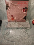 Vintage Indiana Glass 12" Christmas Tree Serving Tray With Original Box. Fixed Price $14.95.