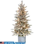 Prelit Flocked Christmas Tree W/ 70 Clear Lights Indoor Safe Kids Pets New. Fixed Price $277.54.