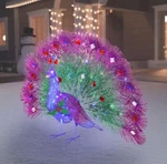 3 Twinkling Peacock Led Decor Holiday Living Light Up Tinsel Christmas Yard Art. Fixed Price $143.96.