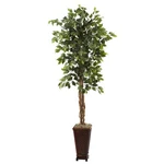 6.5' Artificial Fake Indoor Life-like Silk Ficus Tree W/ Decorative Planter Pot. Fixed Price $167.94.
