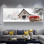 Panoramic Rustic Barn With Wreaths Painting Canvas Wall Art Home D Cor Picture. Fixed Price $68.19.