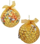 Kurt Adler Set Of 2 Bumble Honeycomb Bee Hive Christmas Tree Ball. Fixed Price $24.99.