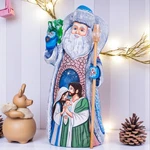 Santa With Nativity Scene Hand Carved Christian Christmas Figurine Home Decor. Fixed Price $155.00.