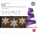New! Ge 8 96 White Snowflake Icicle-style Lights Random Sparkle Effect. Fixed Price $36.99.