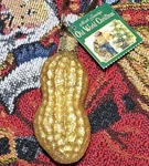 World Christmas Peanut 2001 Glass Blown Ornament - Gold Glitter, 3 In 28012. Fixed Price $9.50.