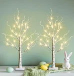 Peiduo Easter Decorations, 2FT Birch With Led 2PK Tree, White. Fixed Price $38.99.