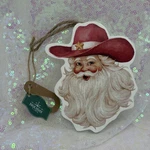 New Holiday Time Ornament - Santa Wearing Red Cowboy Hat. Fixed Price $8.00.