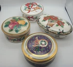Mikasa Lidded Boxes Qty 4- Christmas Porcelain Candy Trinket Dish Mint Set. Fixed Price $27.99.