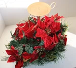 Vintage Christmas Holiday Poinsettia Candle Tabletop Centerpiece 19X11X12. Fixed Price $20.00.