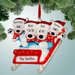 Personalized Polar Bears Sled Christmas Ornament Family Of 3 4 5 With Kids. Fixed Price $18.95.