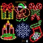 16" Christmas Lights Present Snowflake Snowman Tree Candy Cane Sock 6PACK- Hx. Fixed Price $44.99.