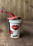 Starbucks Xoxo Red Lips Kiss Dot Ceramic Christmas Ornament Coffee 2015 Rare. Fixed Price $34.47.