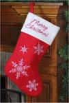 Northlight 16" Red White Merry Christmas Snowflake Embroider Stocking. Fixed Price $10.99.