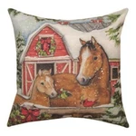 Climaweave Holiday Homestead Christmas Barn And Horses 18IN Reversible Pillow. Fixed Price $29.99.